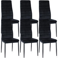 STUHL 6er Set Samt schwarz - Schwarz, Textil/Metall (41.5/99/40cm) - CLP