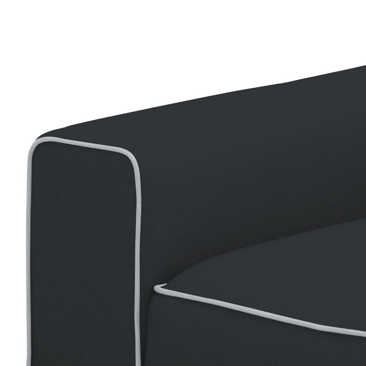 ECKSOFA mit Longchair - Webstoff - Anthrazit/Schwarz, Textil/Metall (264/168cm) - home24