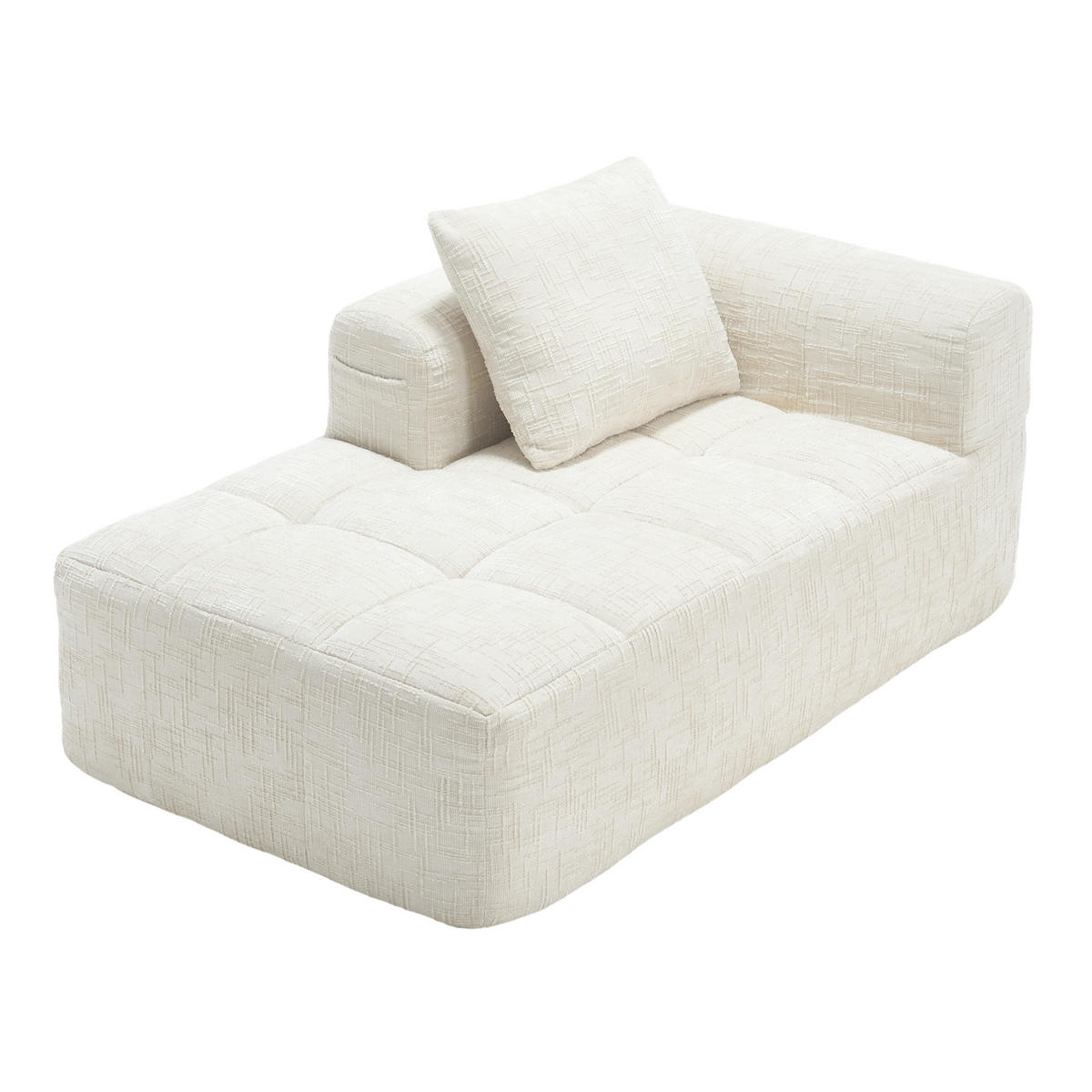 SOFA Chaiselongue 158 x 90 cm Chenille Beige mit Kissen - Beige, Kunststoff (90/60/158cm) - Meubliv