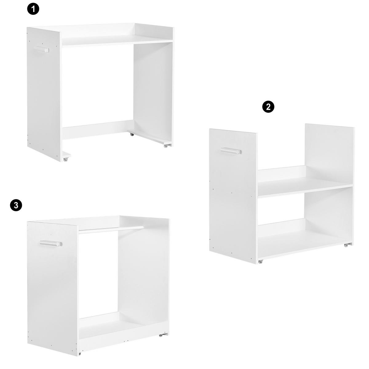 ETAGENBETT 90/200 cm in Weiß mit Schreibtisch, 3 Schränken und Stauraumtreppe - Weiß, Holz/Holzwerkstoff (90/200cm) - CHICFURN