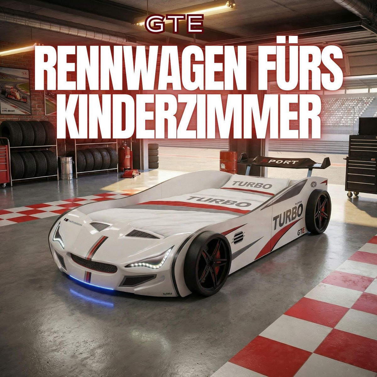 AUTOBETT GTE mit Rollrost, Licht und Sound Farbe Weiß - Weiß, Holzwerkstoff (90/200cm) - Coemo