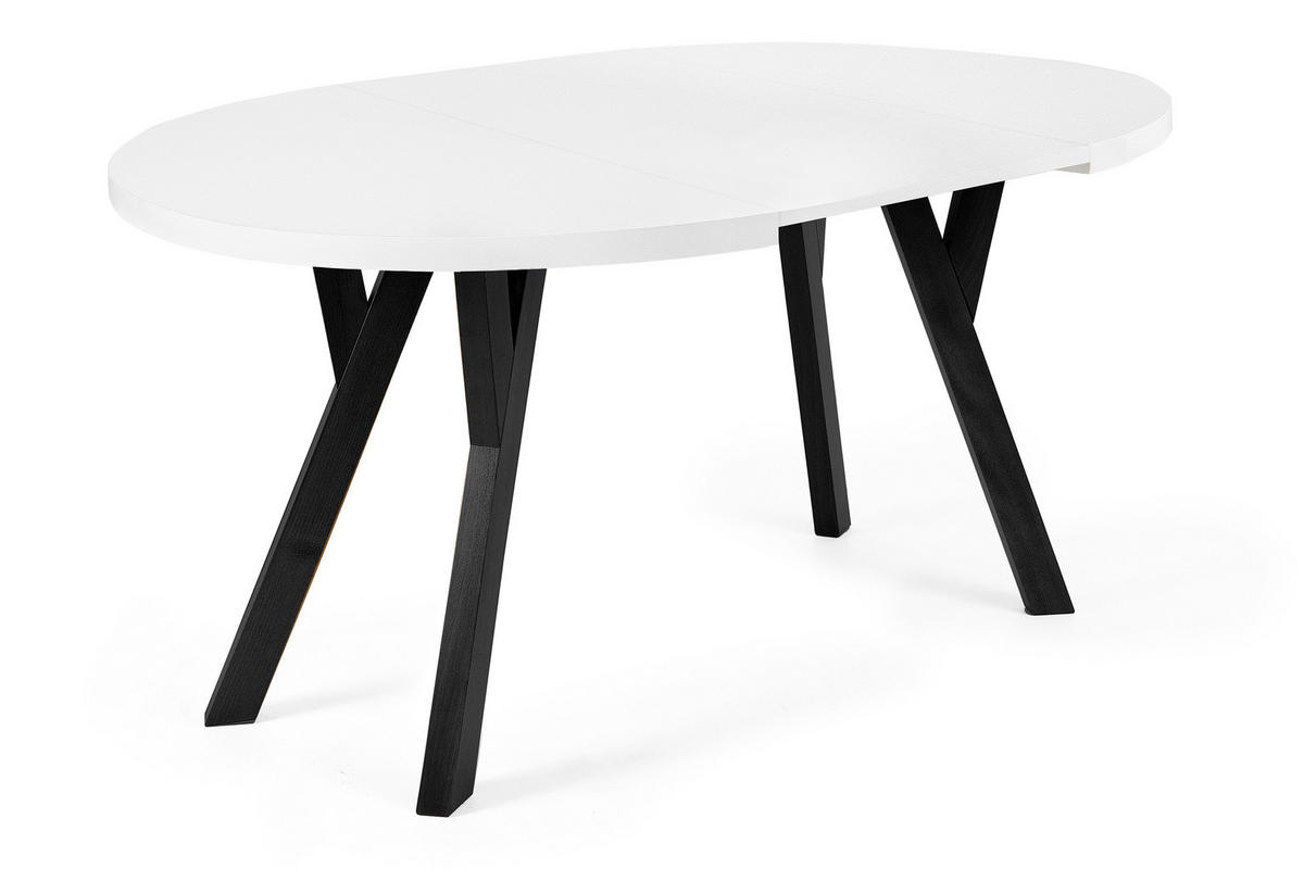 ESSTISCH INDAGA Ausziehbar 100-140cm Rund, weiß - Schwarz/Weiß, Holz (100/140/75cm) - KONSIMO®