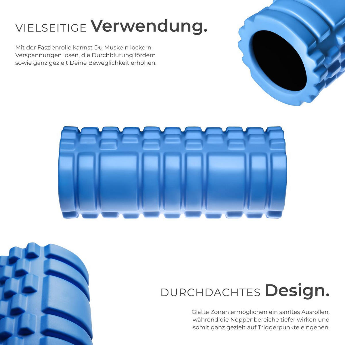 FASZIENROLLE ,leichte Reinigung, 335 x 145 mm,blau - Blau, Kunststoff (14.5/14.5/33.5cm) - tectake