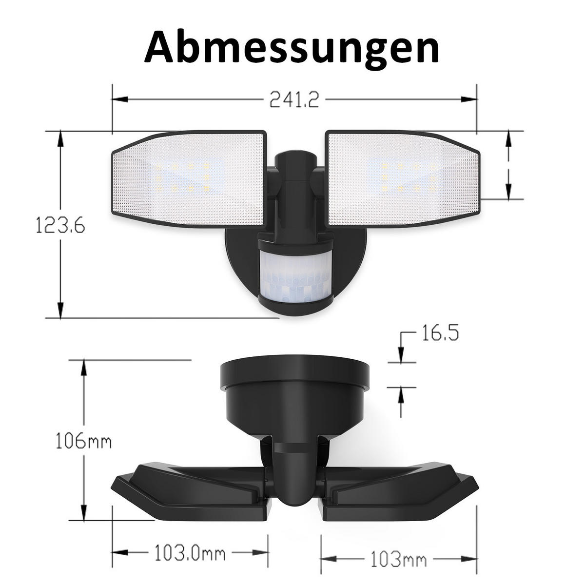 LED-BATTERIE Strahler mit Bewegungsmelder Batteriebetrieben 24x12x12,5cm Schwarz 2er-Set - Schwarz, Kunststoff (11.5/24/12.5cm) - Northpoint