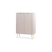 KOMMODE Eva Kaschmir, Beine Golden - Hellgrau, Holzwerkstoff (103/129/39cm) - Pillovely