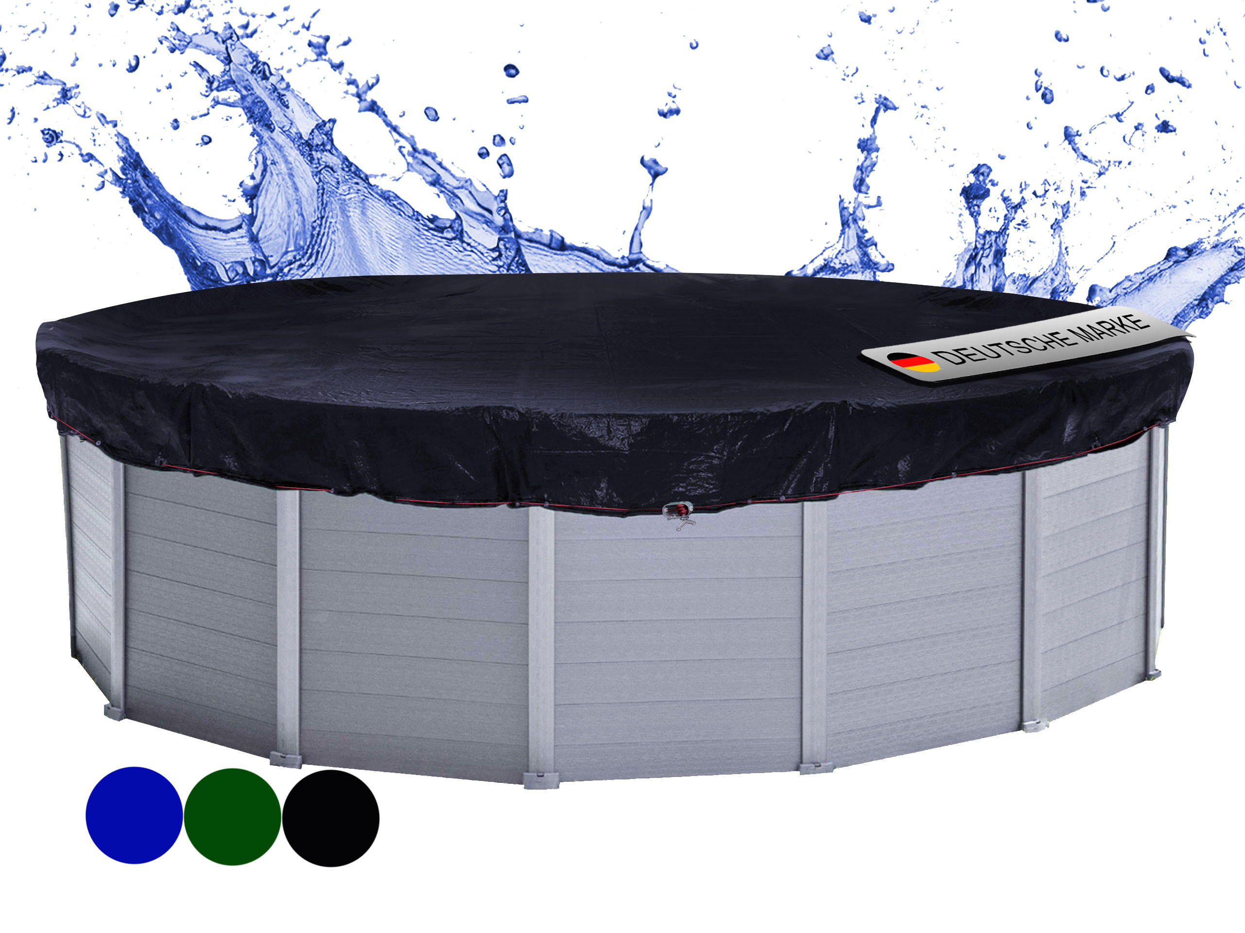 POOLABDECKUNG Rund Planenmaß Ø 610 cm für Pool 500-550 cm Solar Schwarz - Schwarz, Kunststoff (610/610cm) - QUICK STAR