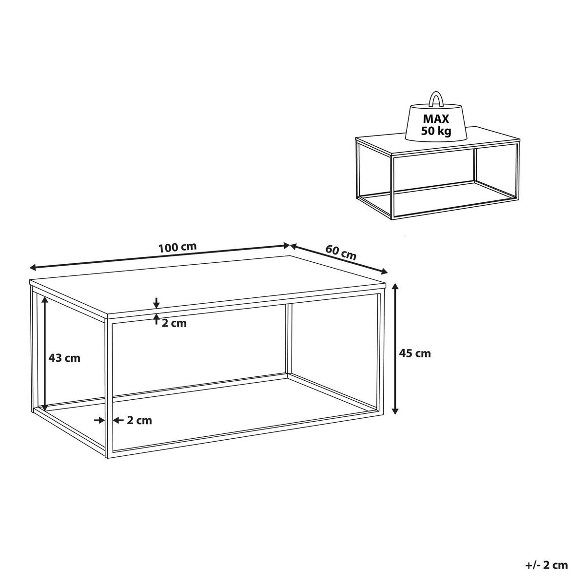 COUCHTISCH Marmor Optik Schwarz rechteckig 60/100 cm Delano - Schwarz, Holzwerkstoff (100/60/45cm) - Beliani