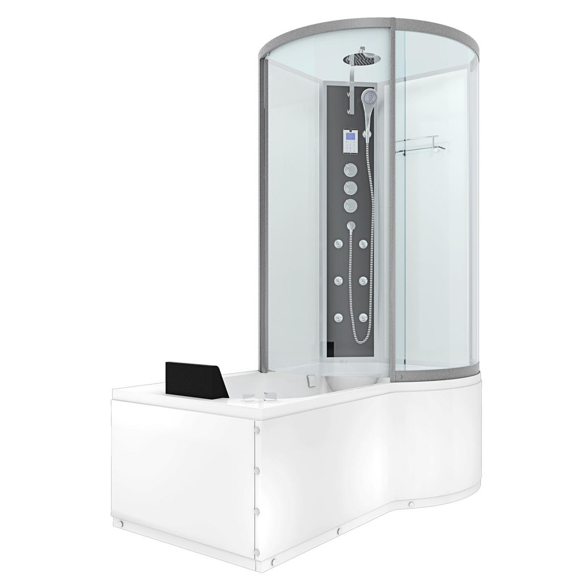 WHIRLPOOL Wanne Duschkabine ws K50-L03-WP 170x100 - Weiß, Glas/Kunststoff (98/225/170cm) - AcquaVapore by Sandra Jentho