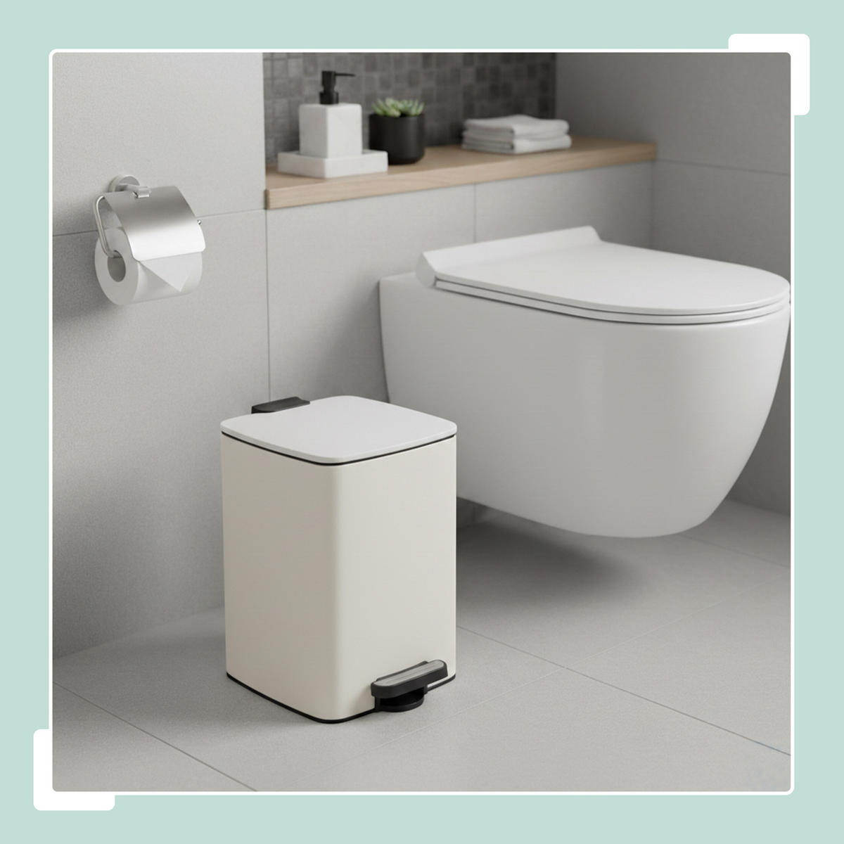 MÜLLEIMER - Beige, Kunststoff/Metall (25/33/30cm) - Relaxdays