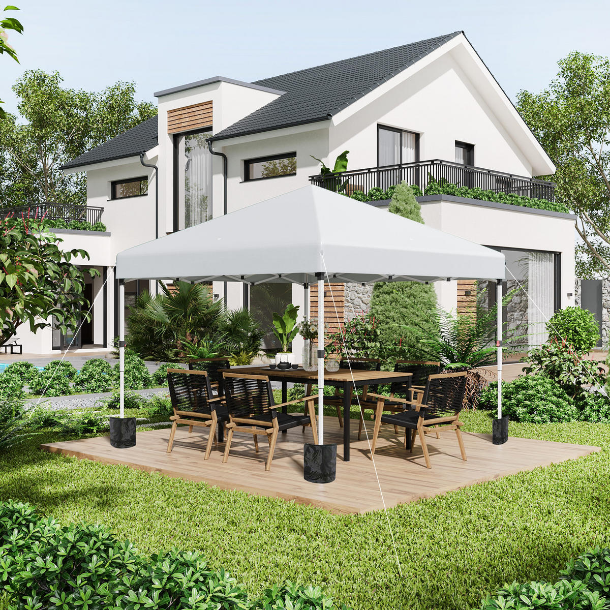 PAVILLON DE-13961 Pop-up 3/3 m, höhenverstellbar UV30+ - Hellgrau, Textil (297/288/297cm) - ComfortXL