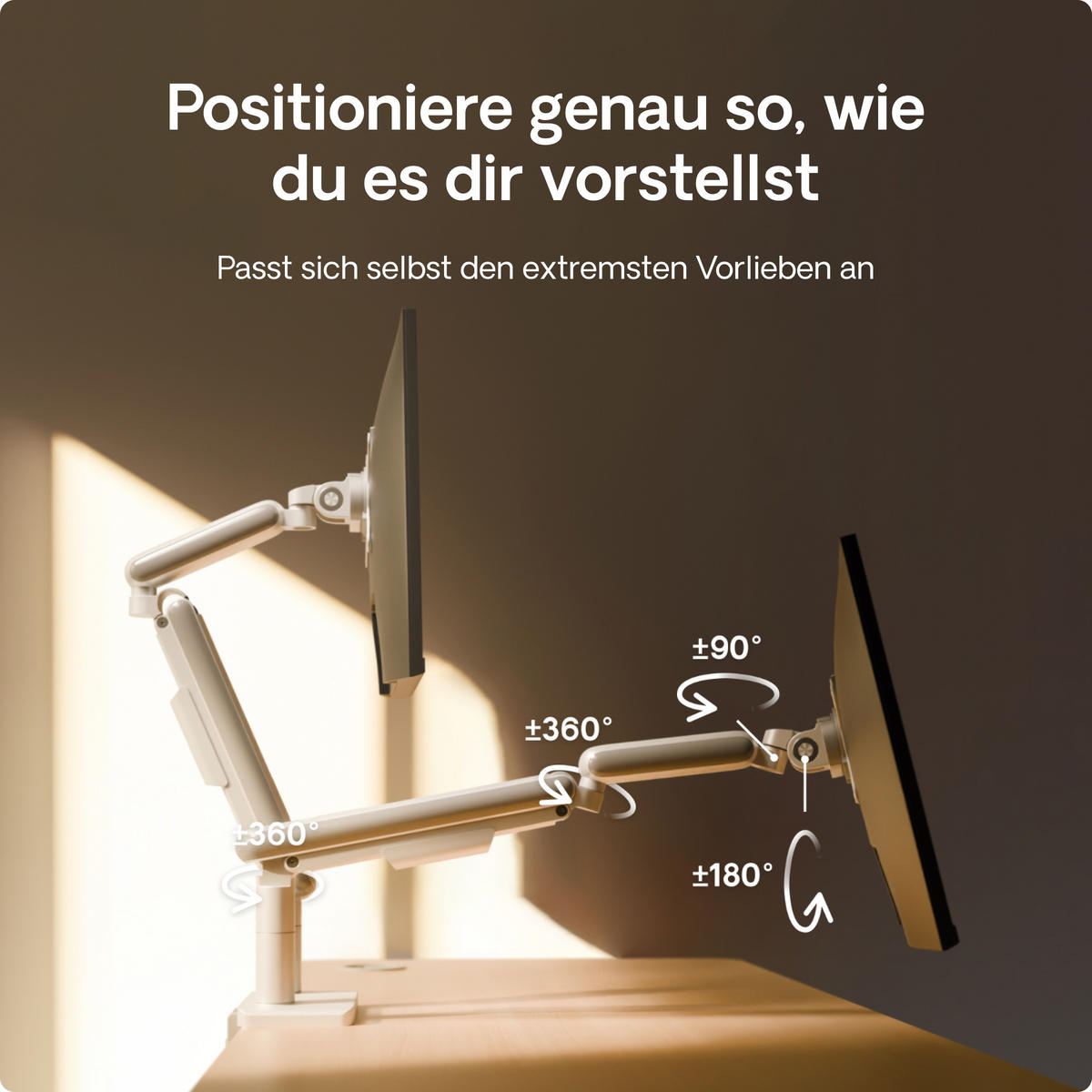 MONITORHALTERUNG, Weiß, Tischhalterung für 2 Monitore 17"-32", VESA 75x75mm, VESA 100x100mm - Schwarz, Kunststoff/Metall (95/12.4/62.3cm) - Desktronic