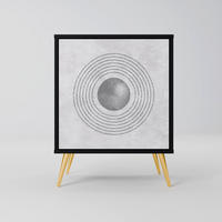 SIDEBOARD SOLID CIRCLES, Schwarz, 57,5x42x75,5 cm, Goldfarbene Metallfüße - Goldfarben/Multicolor, Holzwerkstoff/Metall (57.5/75.5/42cm) - SpaceRebels