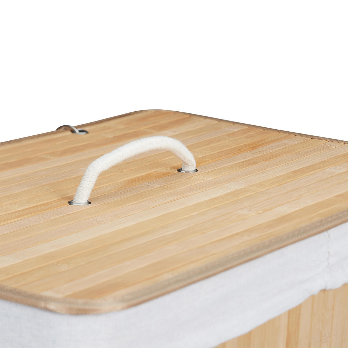 WÄSCHEKORB - Hellbraun, Holz/Textil (55/63/35cm) - Relaxdays