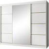 SCHWEBETÜRENSCHRANK Paco 250/215/61 3-türig weiß mit Spiegel - Weiß, Holzwerkstoff (250/215/61cm) - Beautysofa