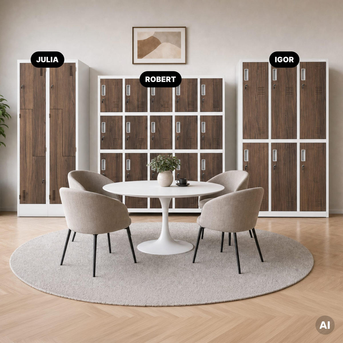 ARBEITSSCHUTZ-SPINDSCHRANK ROBERT 172x136x45 cm - Nussbaumfarben/Weiß, Metall (136/172/45cm) - Jan Nowak