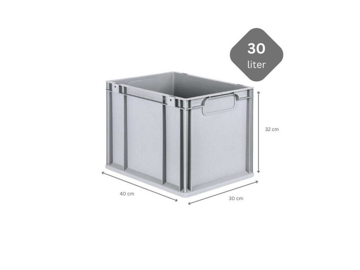EUROBOX 4x Nextgen Economy Griffe Geschlossen 32x30x40cm 30 Liter - Grau, Kunststoff (30/32/40cm) - PROREGAL