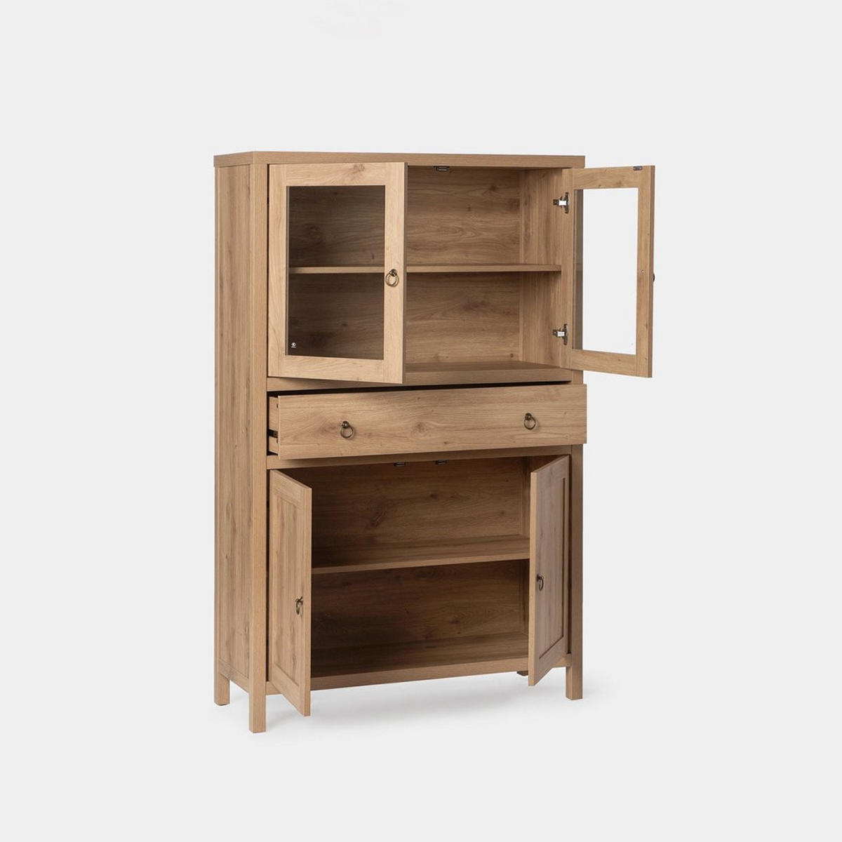 VITRINENSCHRANK DOPPELTER Livorno Natürlich 100 cm x 160 cm - Naturfarben, Holzwerkstoff (100/160/40cm) - Klast Home