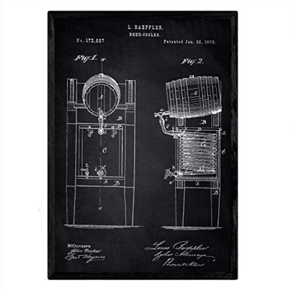 POSTER Patent Bier Kühlschrank A3 Rahmenlos - Klar, Papier (29.7/5/42cm) - Nacnic