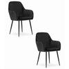 ESSZIMMERSESSEL 2er-set Raum - Schwarzer Velours, Diamantpolsterung der Rückenlehne, Mit Armlehnen - Schwarz, Textil (43/89/43cm) - Best For Home