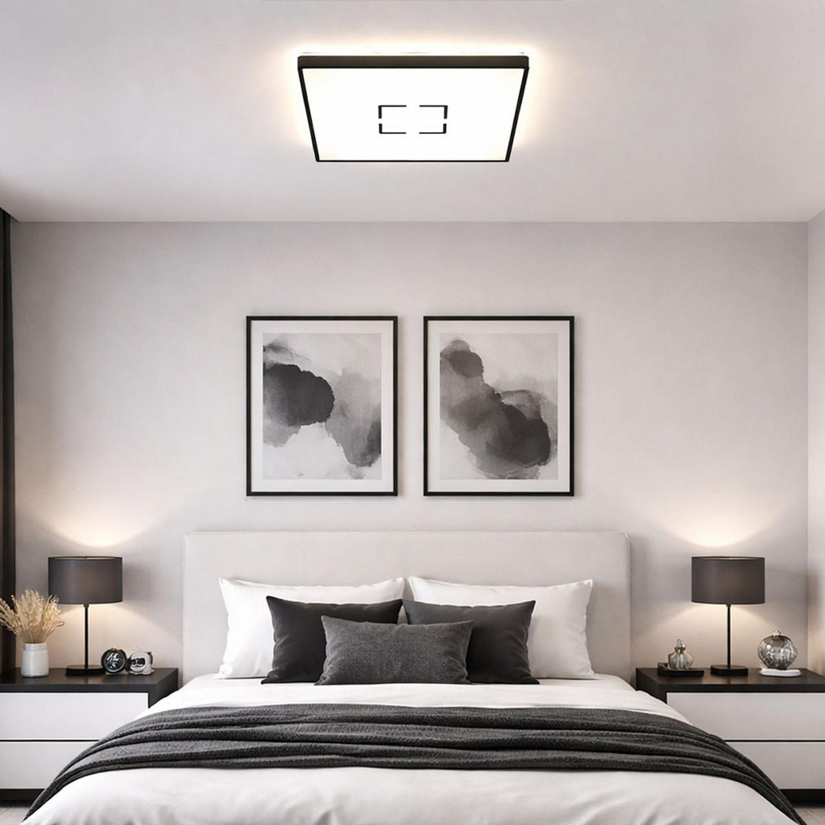 LED DECKENLEUCHTE Schwarz Backlight quadratisch - Schwarz, Kunststoff (42/42/2.9cm) - Briloner