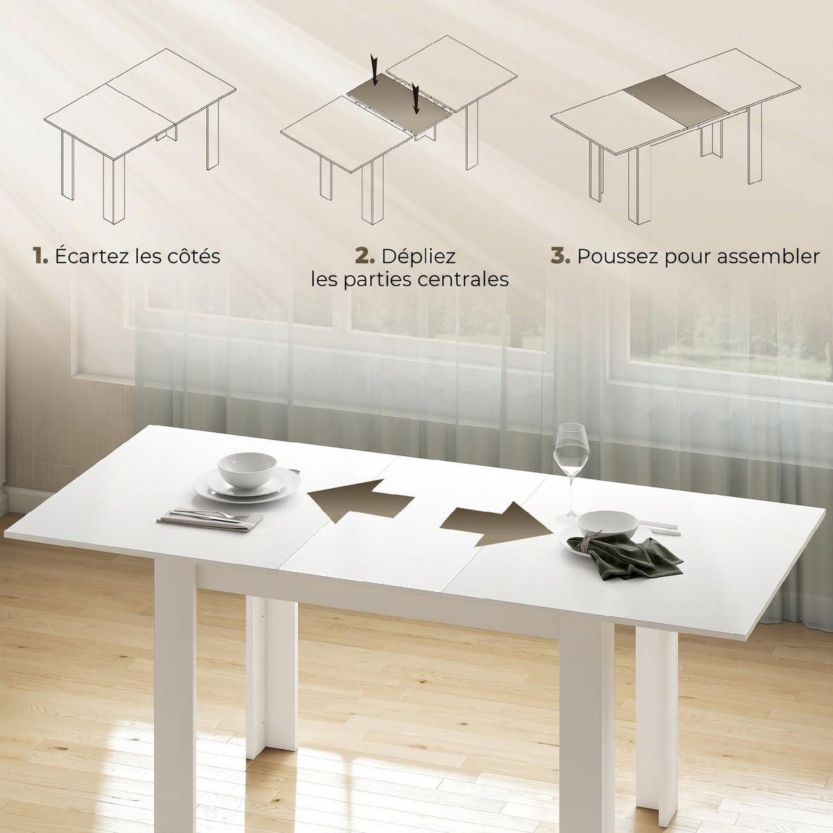 AUSZIEHTISCH Weiß ausziehbar 140-180/80/75 cm - Weiß, Holz (80/180/75cm) - PANGIVO