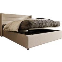 POLSTERBETT aus Leinen 160x200 cm Beige mit hydraulischem Bettkasten - Beige, Textil (160/200cm) - IVMEU
