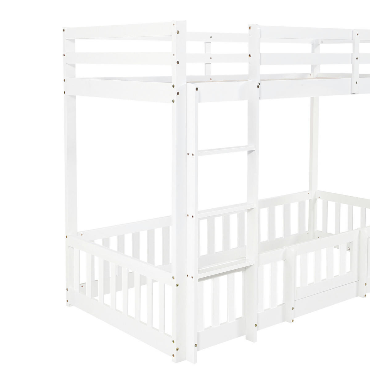 ETAGENBETT 90/200 cm weiß aus Kiefer/LVL mit Treppe und Tür - Weiß, Holzwerkstoff (90/200cm) - OKWISH