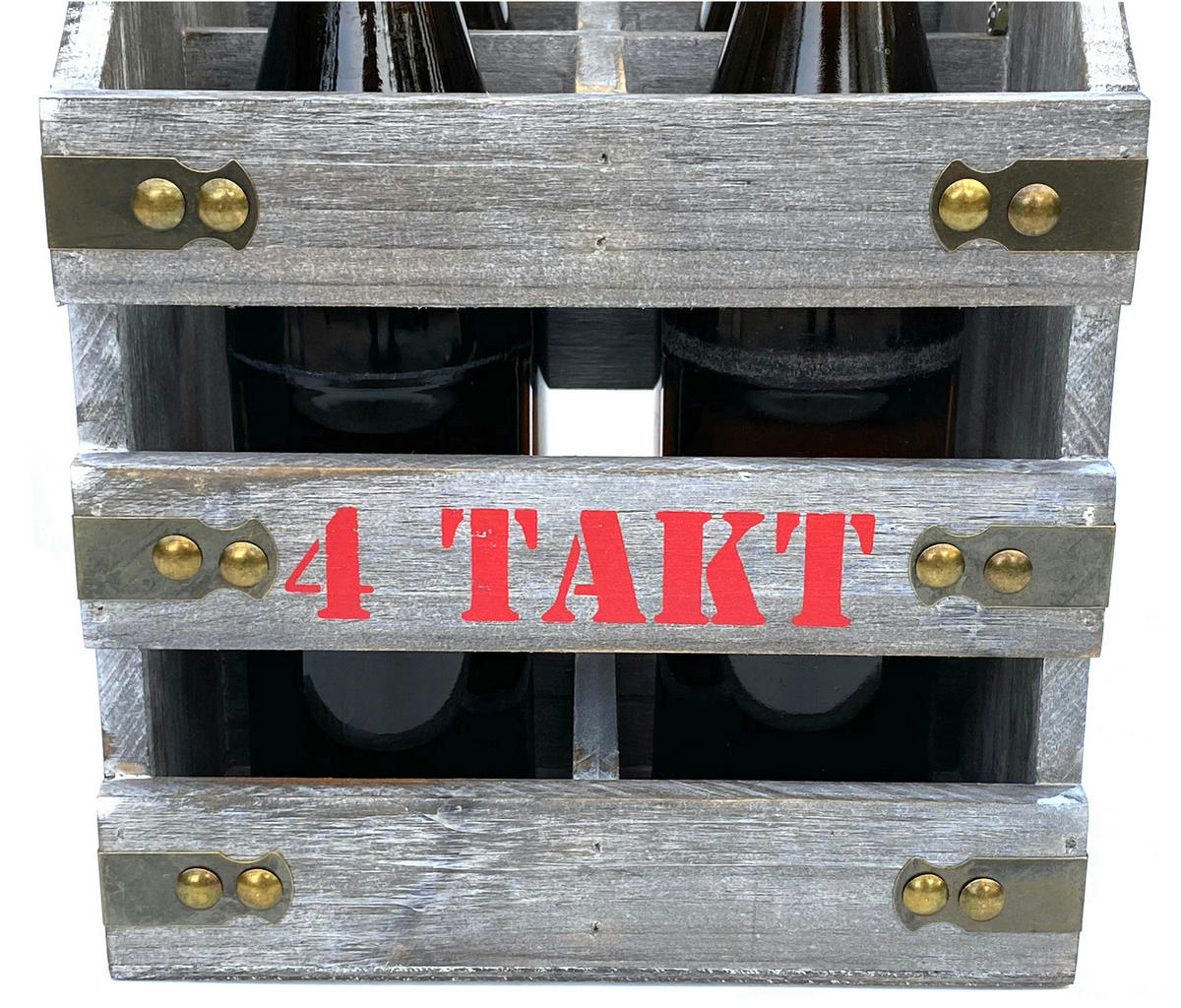 BIERTRÄGER aus Holz mit Flaschenöffner 4 Takt 96034 - Grau, Holz (21/32/21cm) - DanDiBo