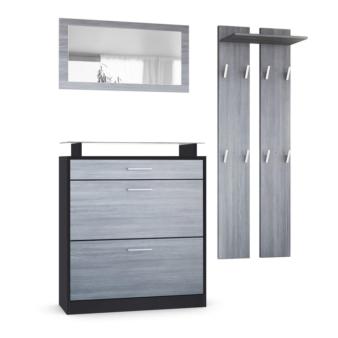 GARDEROBE Loret Front in Avola-Anthrazit - Anthrazit, Holzwerkstoff (180/200/23cm) - Vladon