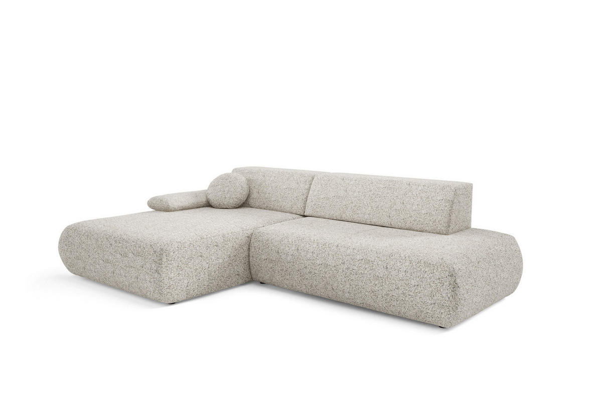 ECKSOFA DELTA L-S Beige Geflochtener Stoff mit Schlaffunktion - Beige, Holz (286/173.5cm) - MASSENO