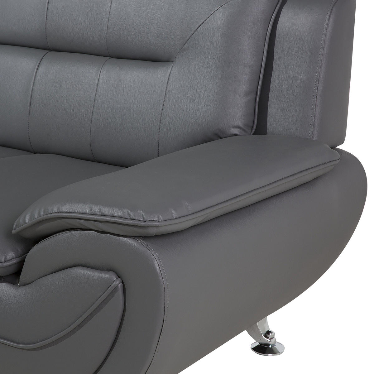 3-SITZER-SOFA Kunstleder Grau Leira - Grau, Kunststoff/Textil (201/88/86cm) - Beliani