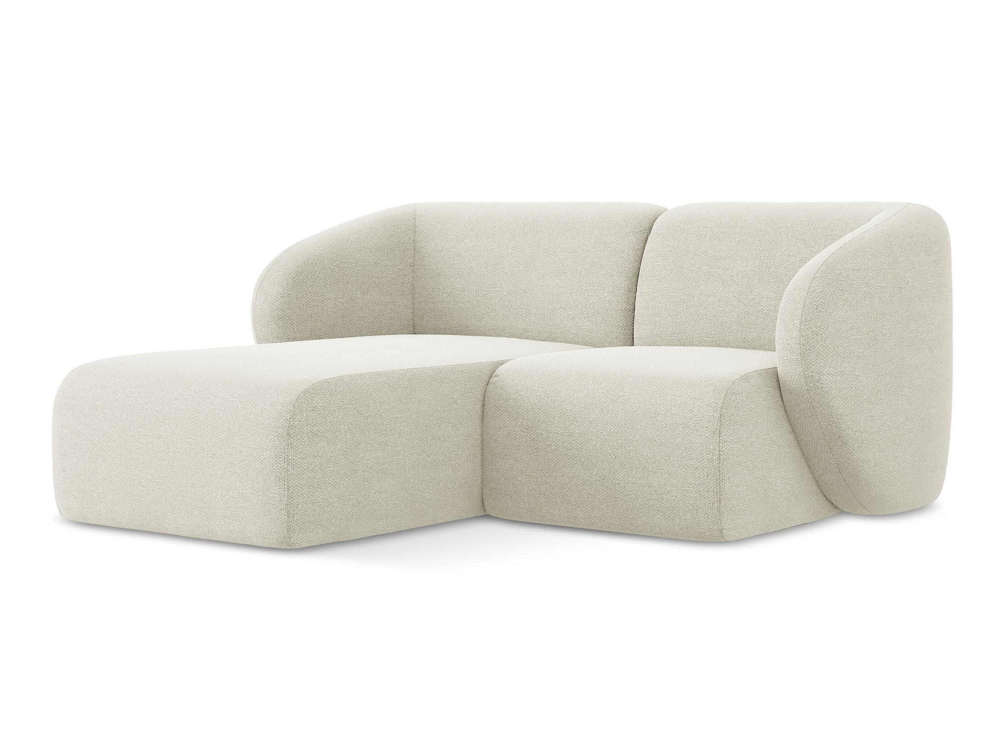 ECKSOFA Links Bouclé Stoff Beige - Sandfarben/Schwarz, Holzwerkstoff/Kunststoff (178/166cm) - Makamii