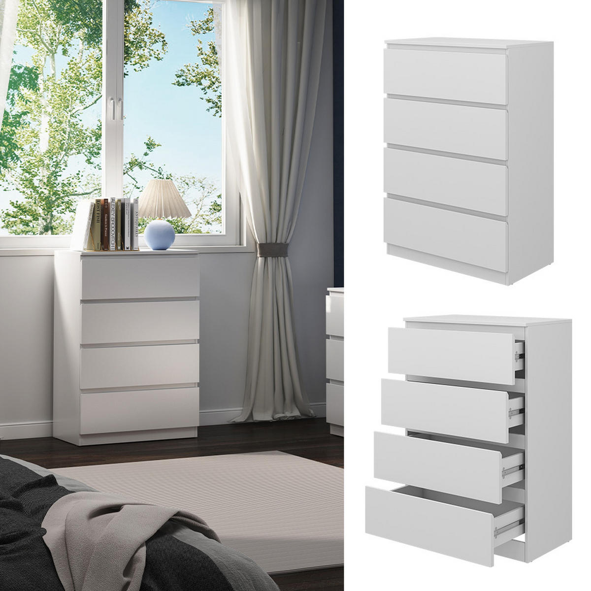KOMMODE Calisto Weiß 70 x 102 cm - Weiß, Holzwerkstoff (70/102/39cm) - Vicco