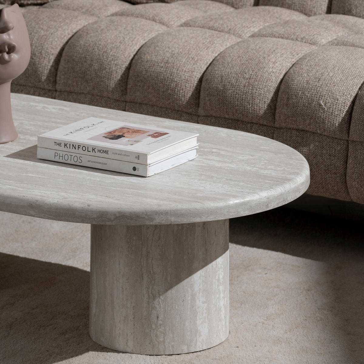 COUCHTISCH - Travertin Hellgrau Dekor - Hellgrau, Holzwerkstoff (70/120/35cm) - home24