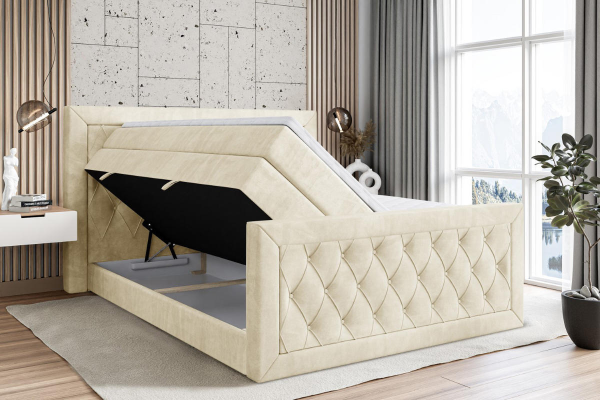 BOXSPRINGBETT NOEL-Z KING - 120 x 200 - H3/H4 - Beige - Beige, Holzwerkstoff (120/200cm) - ALTDECOR