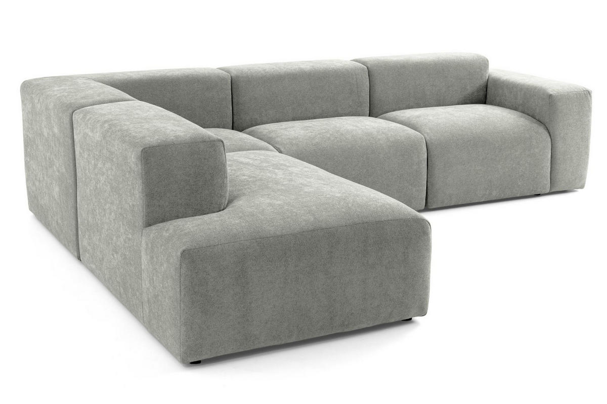 4-SITZER modulares Ecksofa HEAVEN SET 2 Links, Breite 300 cm Webstoff Grau - Schwarz/Grau, Holz/Kunststoff (300/245cm) - Muffo