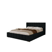 POLSTERBETT Alma 120x200 cm, Doppelbett mit Bettkasten, Lattenrost und Matratze aus Holz, Velourstoff: Schwarz - Schwarz, Holz/Kunststoff (120/200cm) - Marpur