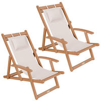 SONNENLIEGE Tavira Akazie creme klappbar 2er-Set - Creme, Holz (60/110/110cm) - Juskys