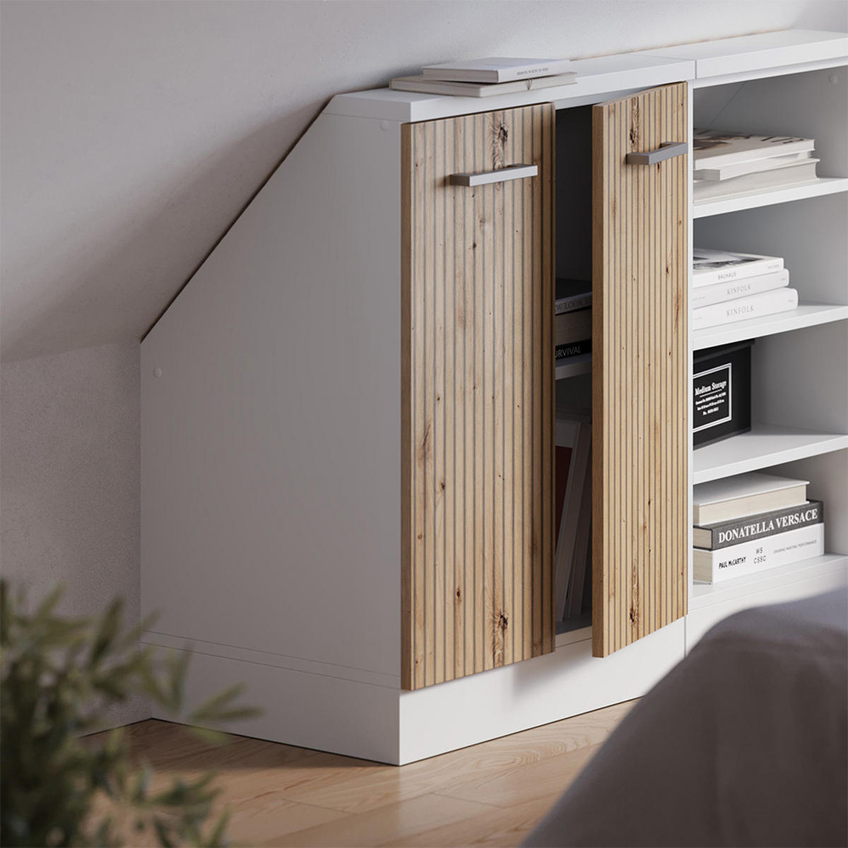 ŠIKMÁ SKŘÍŇ Rion Dub řemeslný/bílý - bílá/dub artisan, kompozitní dřevo (60/81.6/46cm) - Vicco