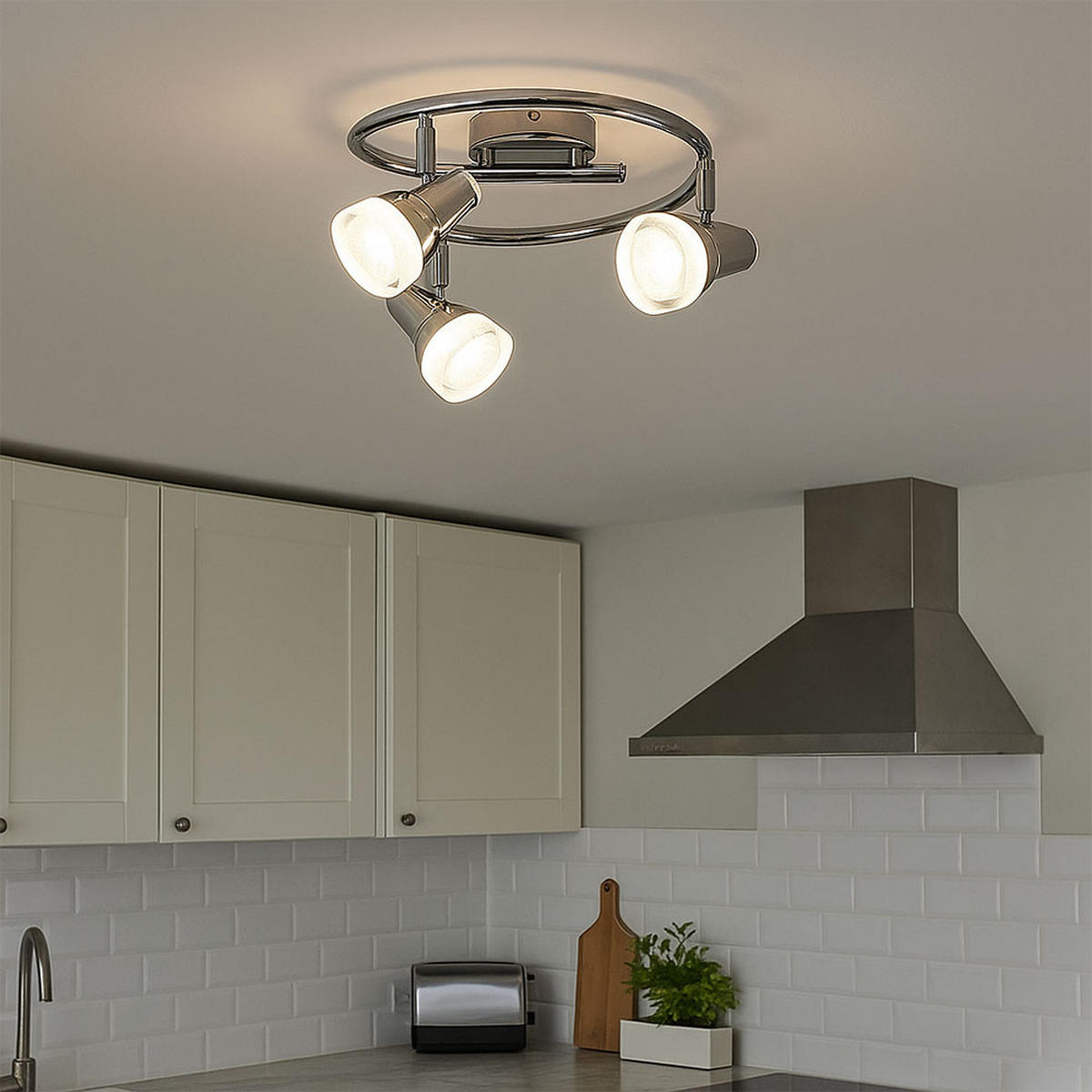 LED DECKENLEUCHTE ALASKA Silber Glas Kristalle - Silberfarben, Glas (25/25/17cm) - Globo Lighting