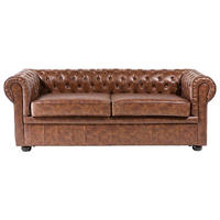 SOFA Kunstleder Goldbraun Chesterfield - Goldfarben, Kunststoff/Textil (195/70/75cm) - Beliani
