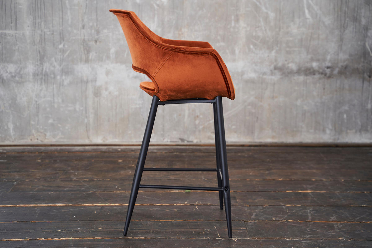 BARHOCKER ZAJA Braun Velvet - Braun, Textil (57/114/59cm) - KAWOLA