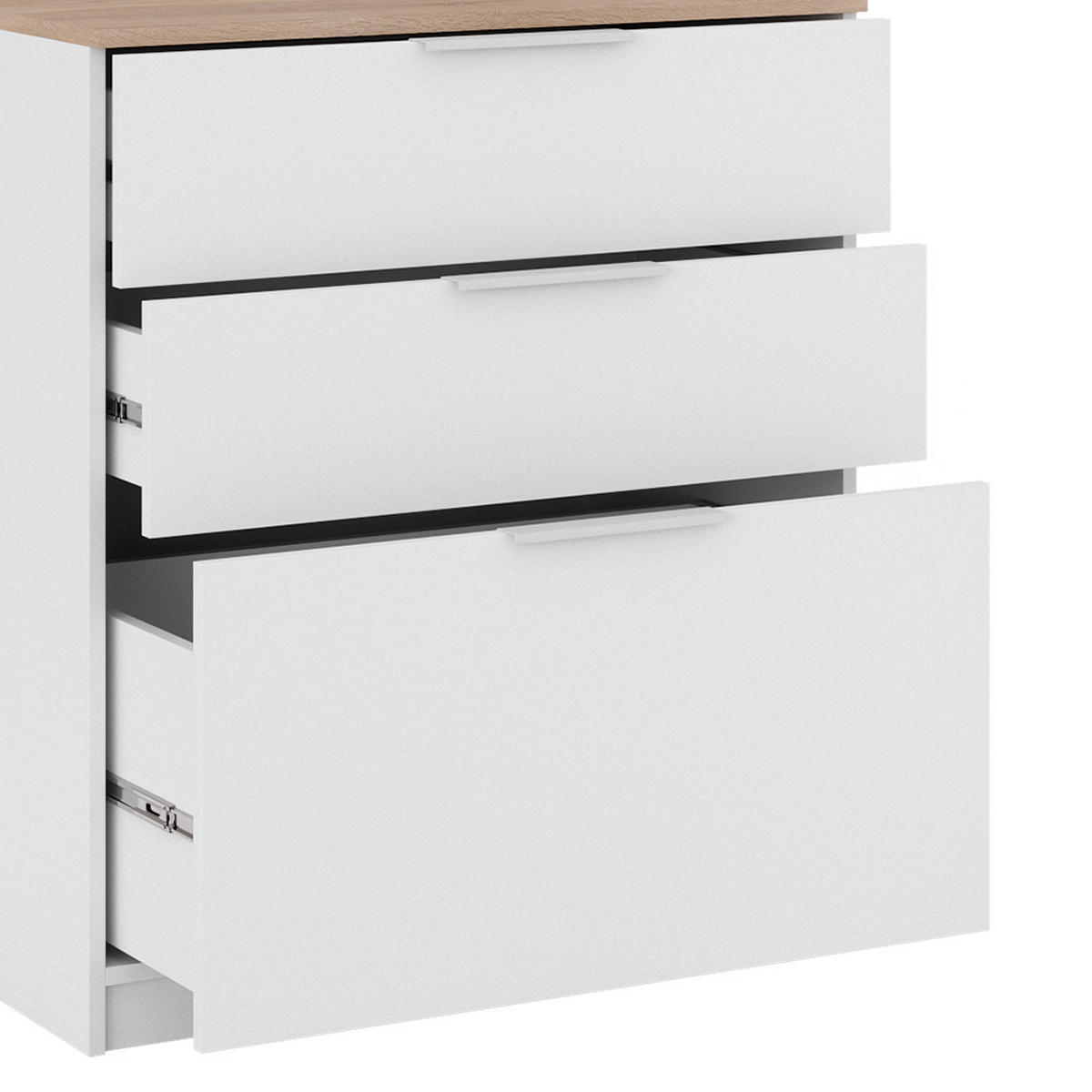 KOMMODE Betti Weiß/Sonoma 80 x 90 cm mit 3 Schubladen - Weiß/Sonoma Eiche, Holzwerkstoff (50/90/80cm) - Vicco