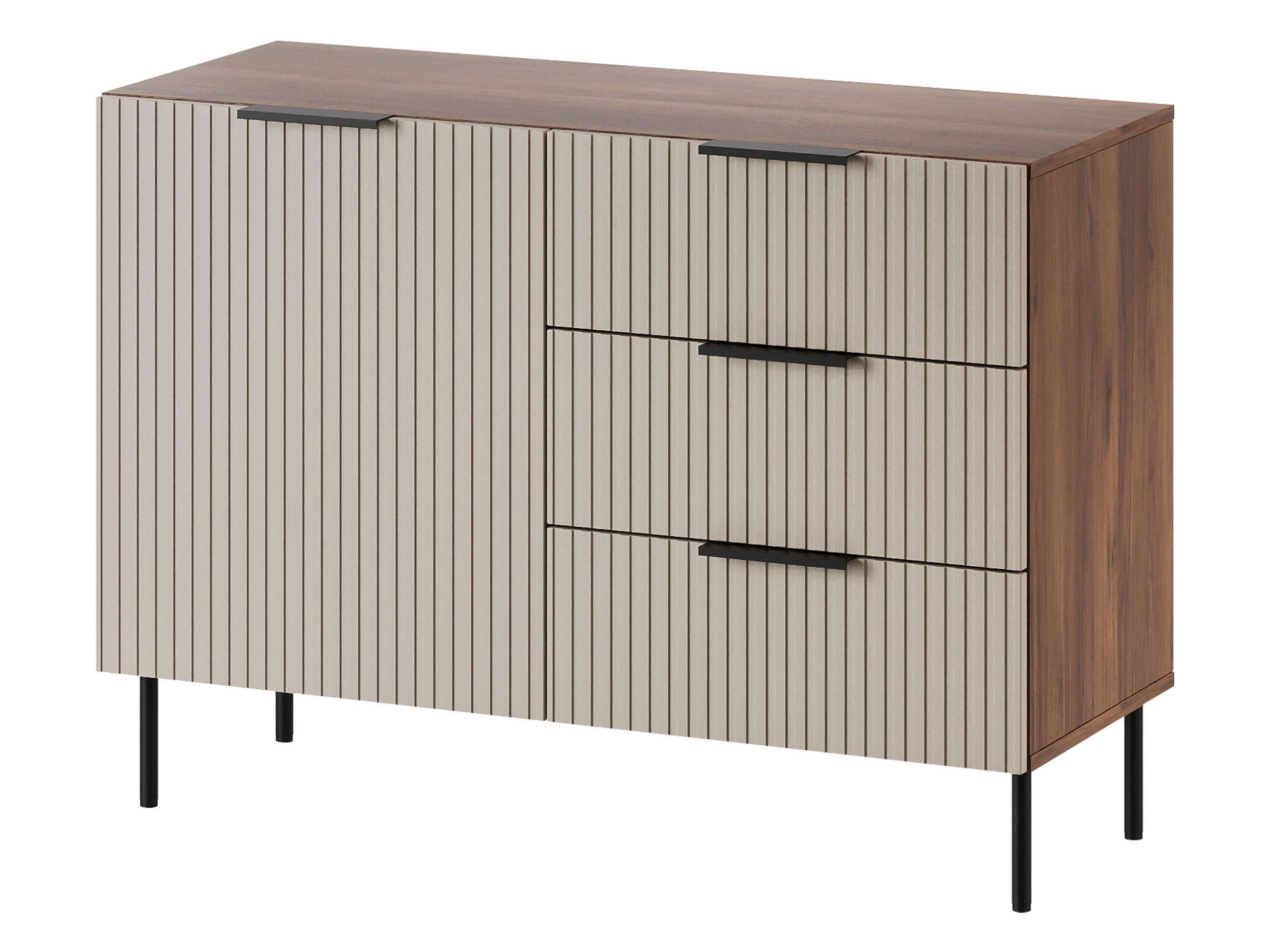 KOMMODE Almera 02 - Kaschmir/Nussbaumfarben, Holzwerkstoff/Metall (105/76/42cm) - MIRJAN24