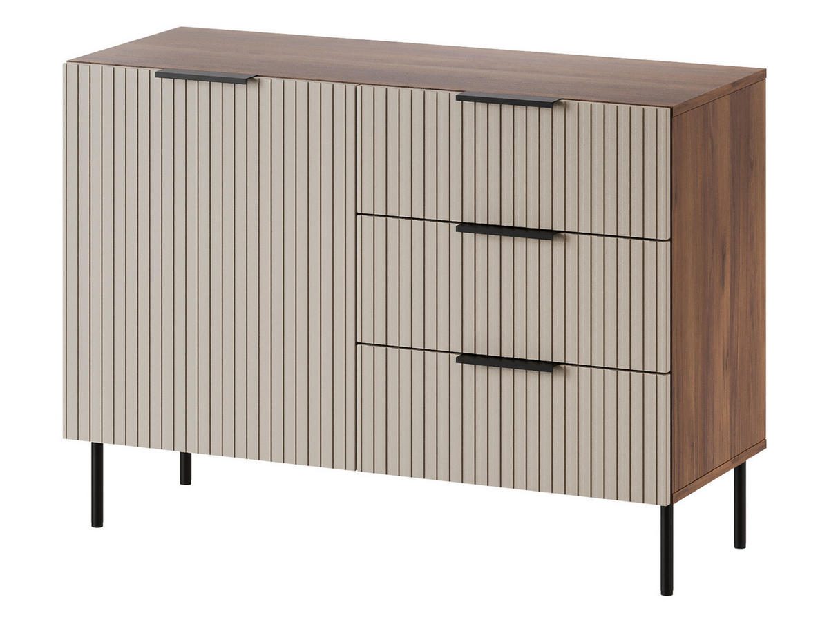 KOMMODE Almera 02 - Kaschmir/Nussbaumfarben, Holzwerkstoff/Metall (105/76/42cm) - MIRJAN24