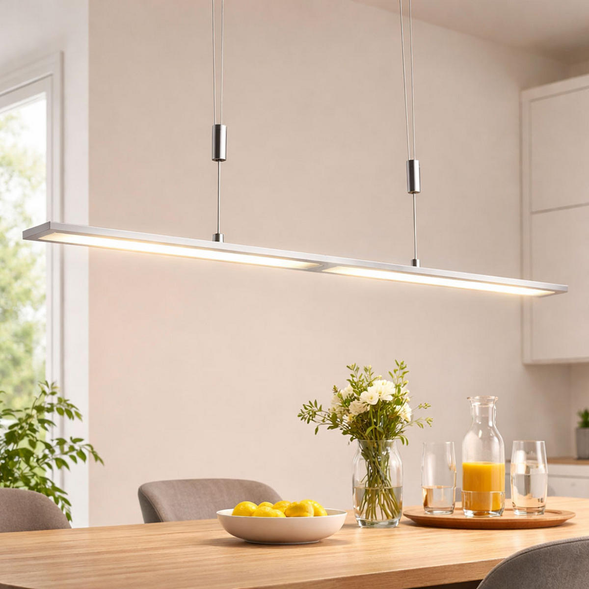 HÄNGELEUCHTE NIKA Silber höhenverstellbar dimmbar - Silberfarben, Metall (100/7/166cm)