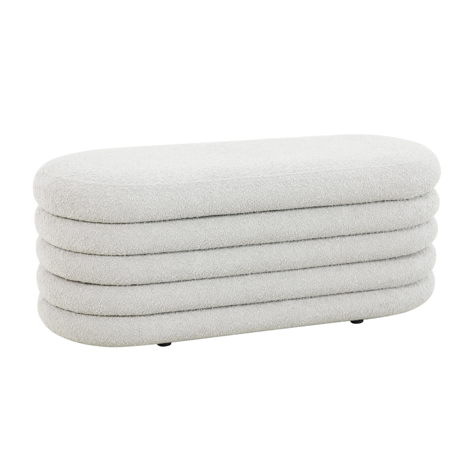 HOCKER BLOSSOM XL mit Aufbewahrung Boucle Weiß - Weiß, Textil (45/42/108cm) - SVITA