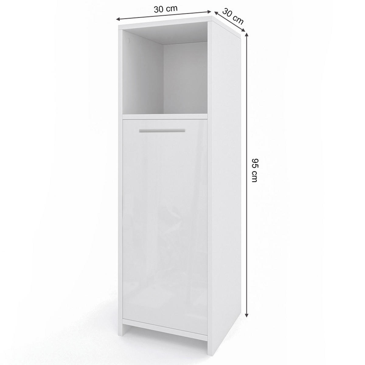 MIDISCHRANK Kiko Weiß Hochglanz 30 x 95 cm - Weiß Hochglanz, Holzwerkstoff (30/95/30cm) - Vicco