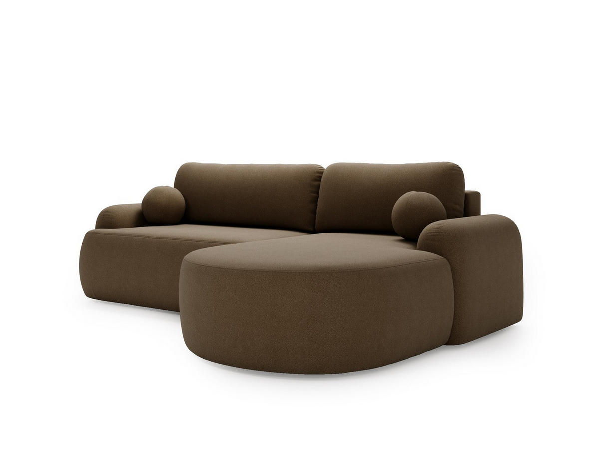 ECKSOFA DION BRAUN L - Rechts - Braun, Textil (261/177cm) - Luxkor24