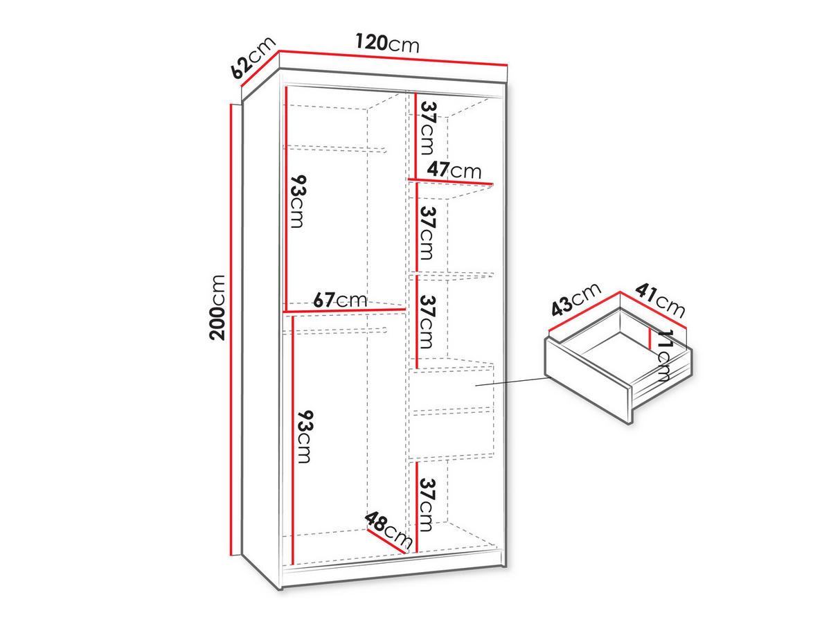 SCHWEBETÜRENSCHRANK Wika 120 cm mit Schubladen - Kaschmir/Silberfarben, Holzwerkstoff/Kunststoff (120/200/62cm) - MIRJAN24